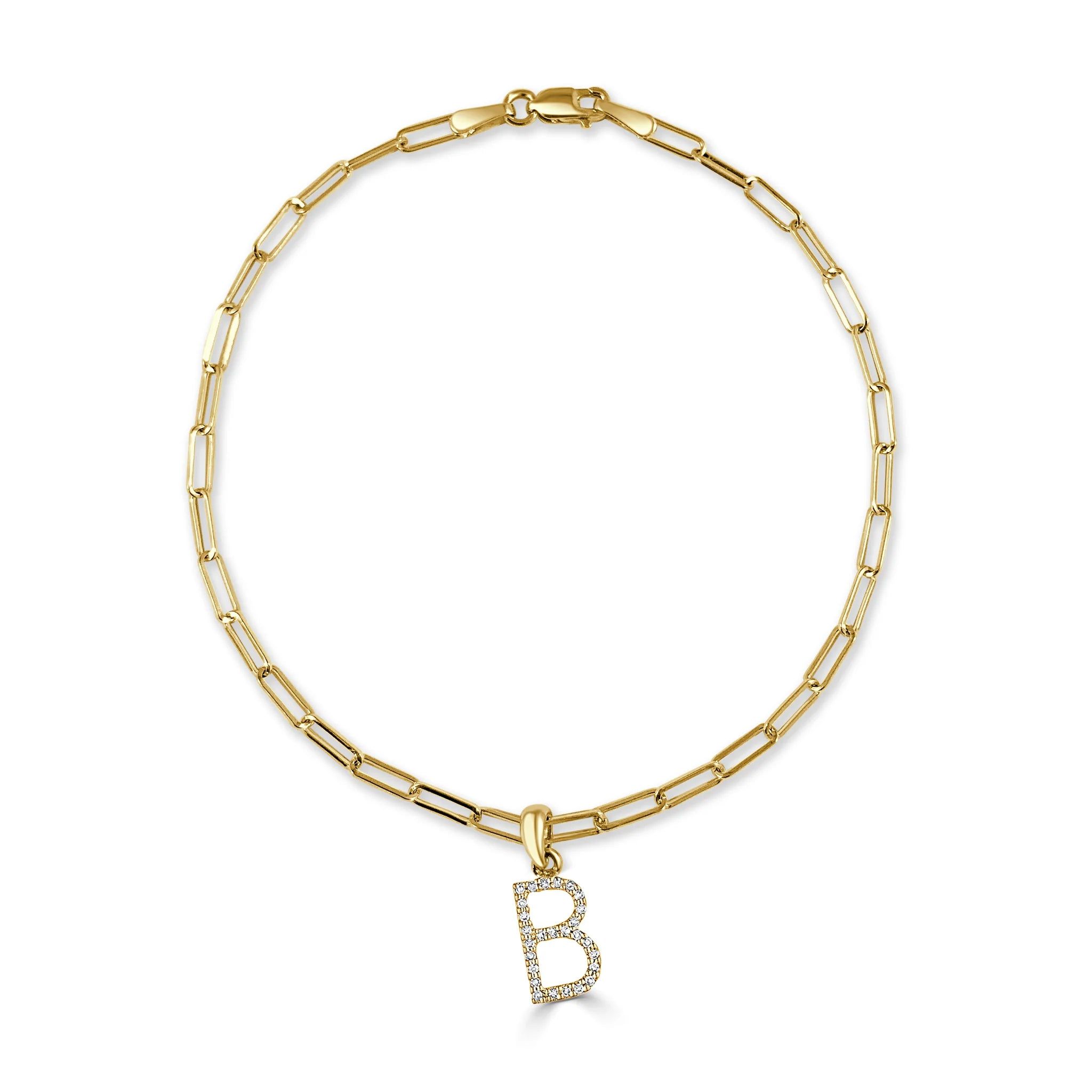 14kt Gold 0.4 CTW Diamond Initial A-Z Link Bracelet