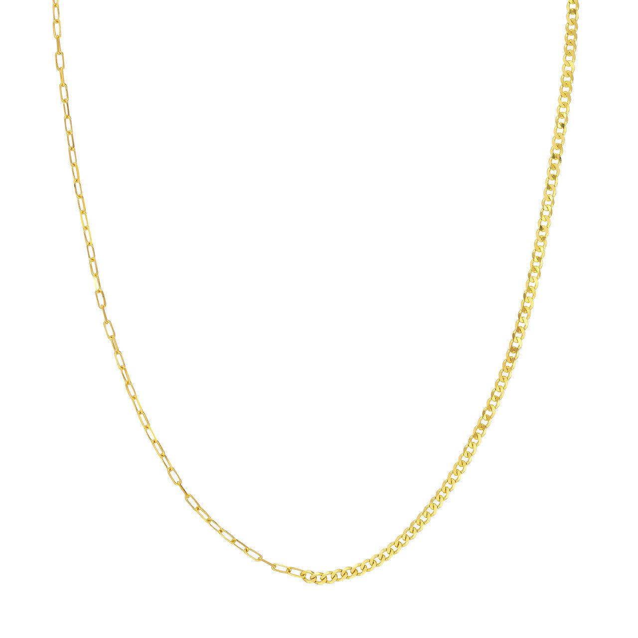 14kt Gold 50/50 Paperclip and Curb Chain Necklace