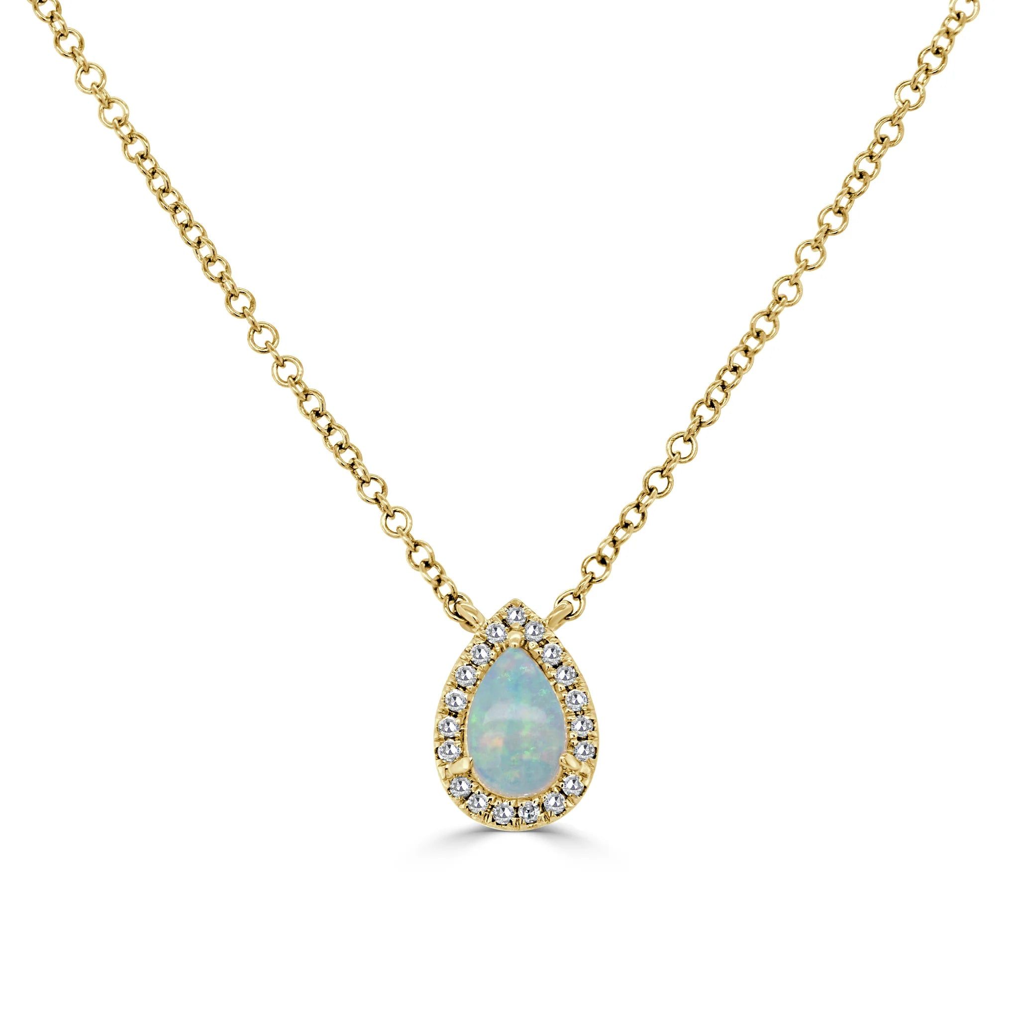 14kt Gold 0.36 CTW Pear Opal & Diamond Necklace