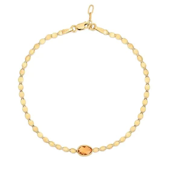 14kt Gold Citrine Mirrored Chain Bracelet