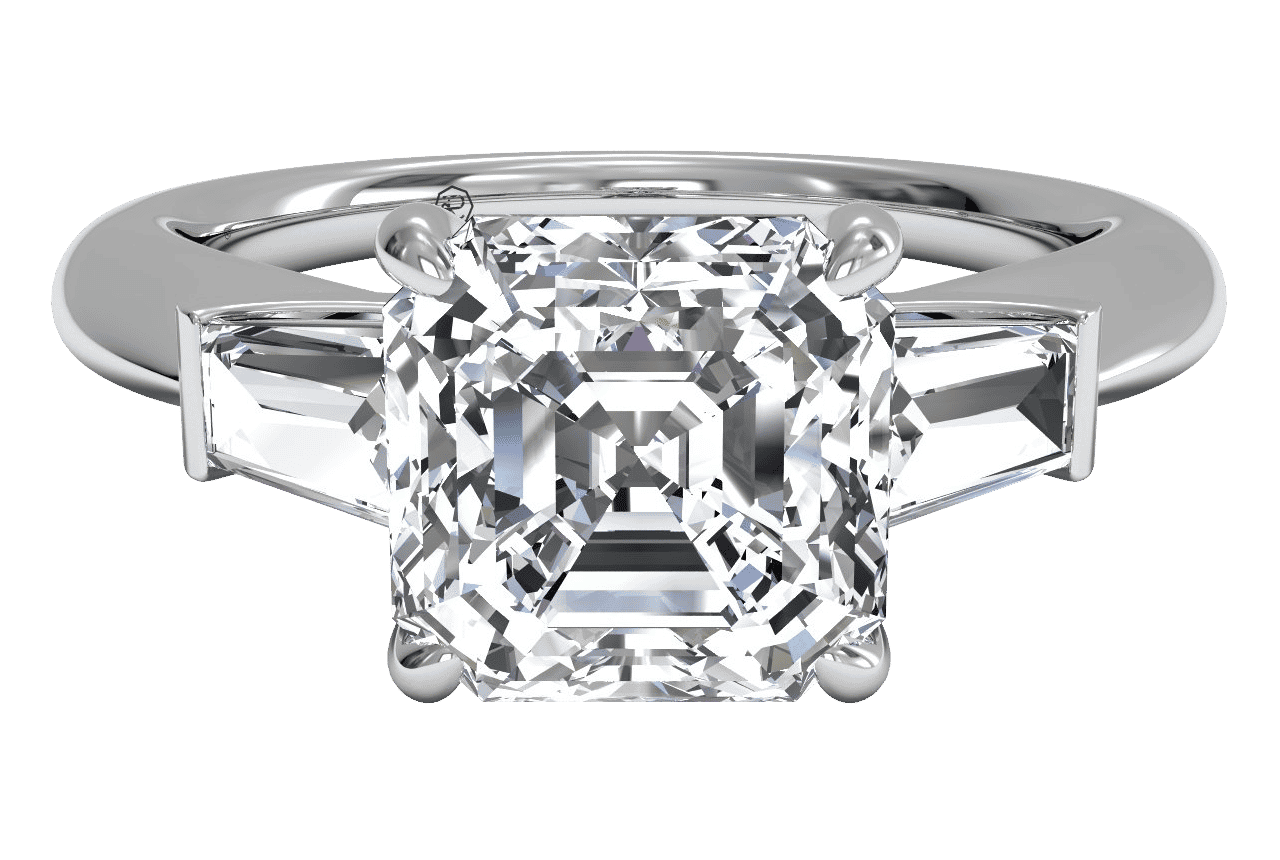 The Emma Three-Stone / 0.72 Carat Asscher Diamond