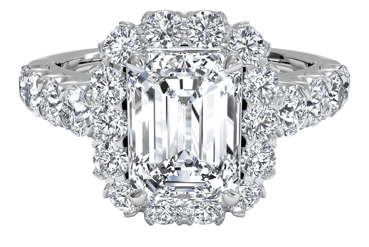 The Cesia Halo / 0.70 Carat Emerald Lab Diamond
