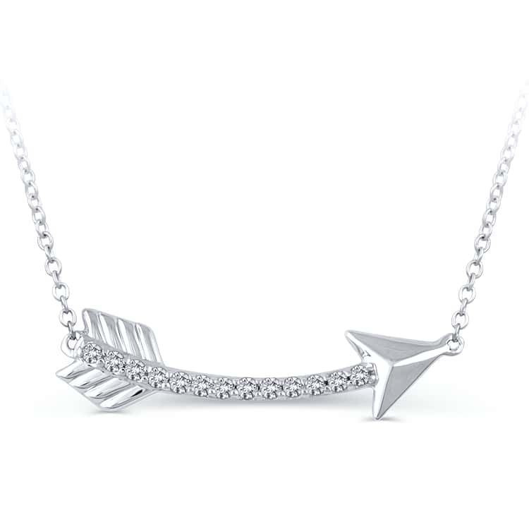 Sterling Silver 0.10 CTW Diamond Arrow Necklace