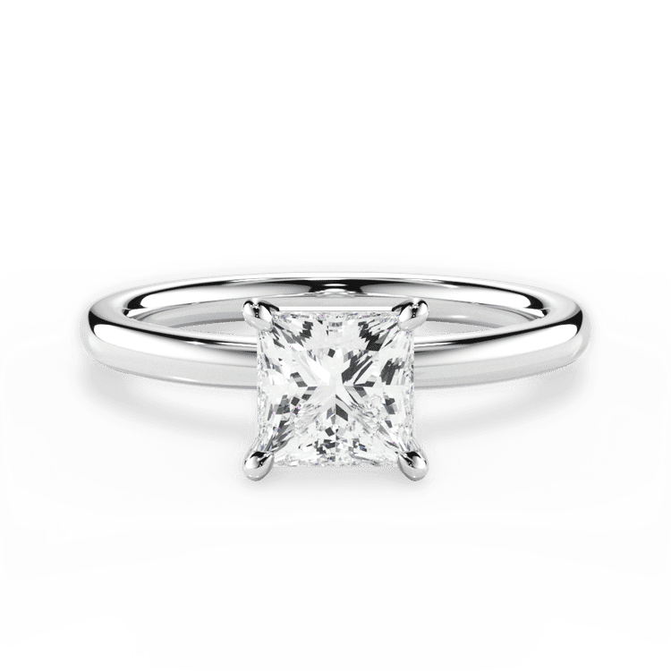 Classic Solitaire Diamond Engagement Ring / 2.08 Carat Princess Diamond