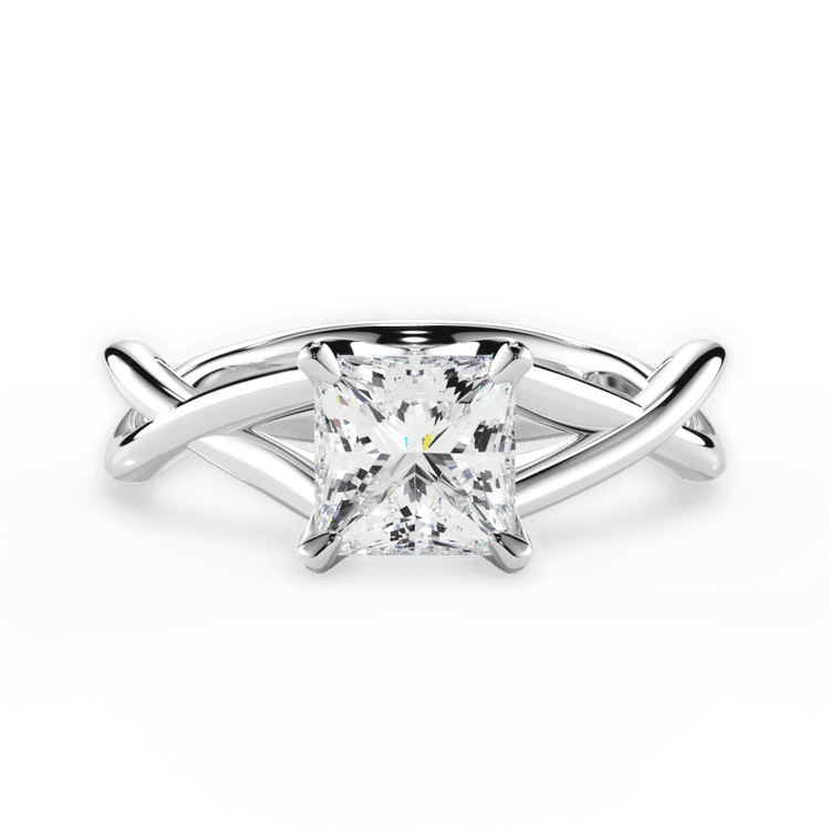 Open-Twist Solitaire Engagement Ring / 2.08 Carat Princess Diamond