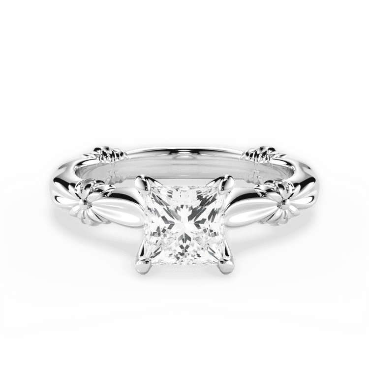 Ribbon Solitaire Engagement Ring / 2.08 Carat Princess Diamond