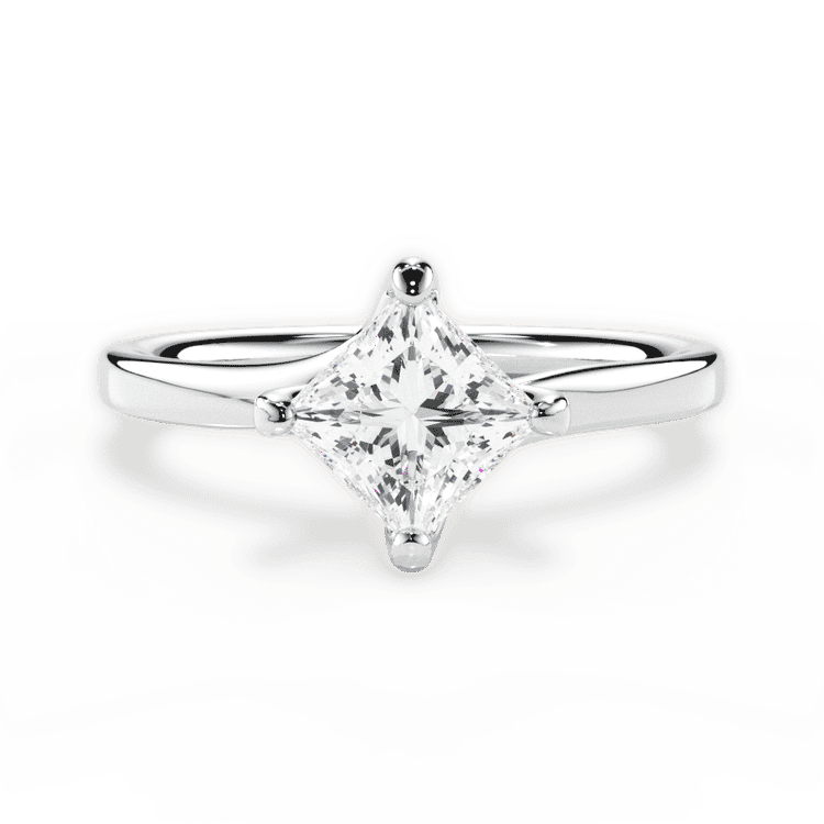 Solitaire Kite Set Swirl Diamond Engagement Ring / 2.08 Carat Princess Diamond