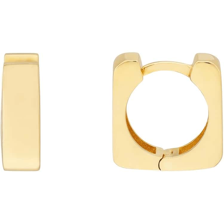 14kt Gold 10.50mm Small Square Hoop Earrings