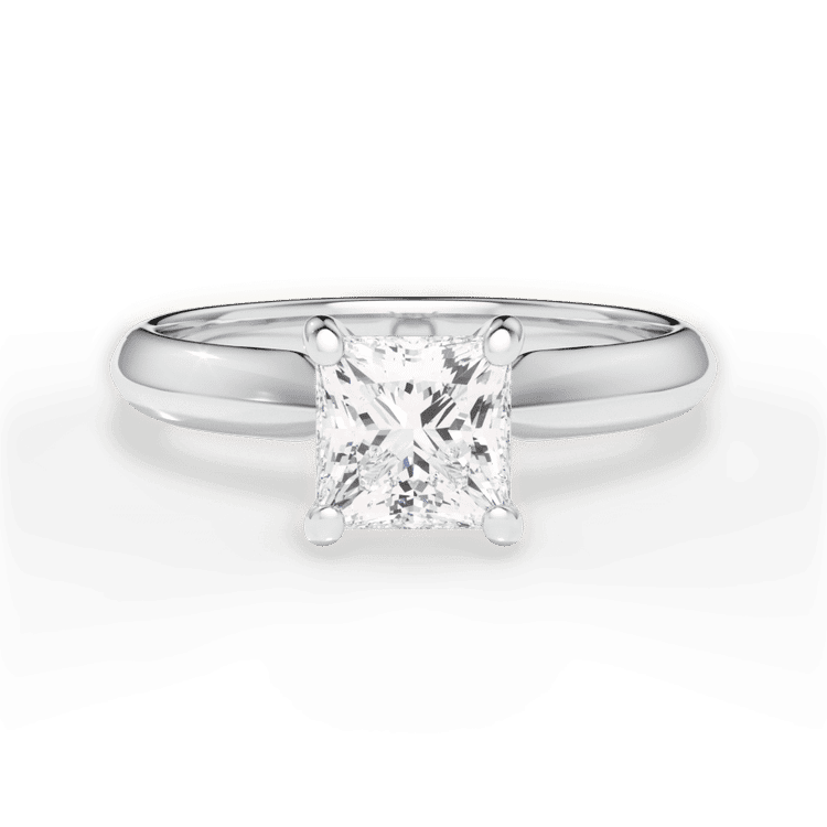 Two-Tone Solitaire Diamond Knife-edge Engagement Ring / 2.08 Carat Princess Diamond