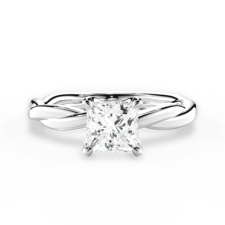 Twisted Solitaire Diamond Engagement Ring / 2.08 Carat Princess Diamond