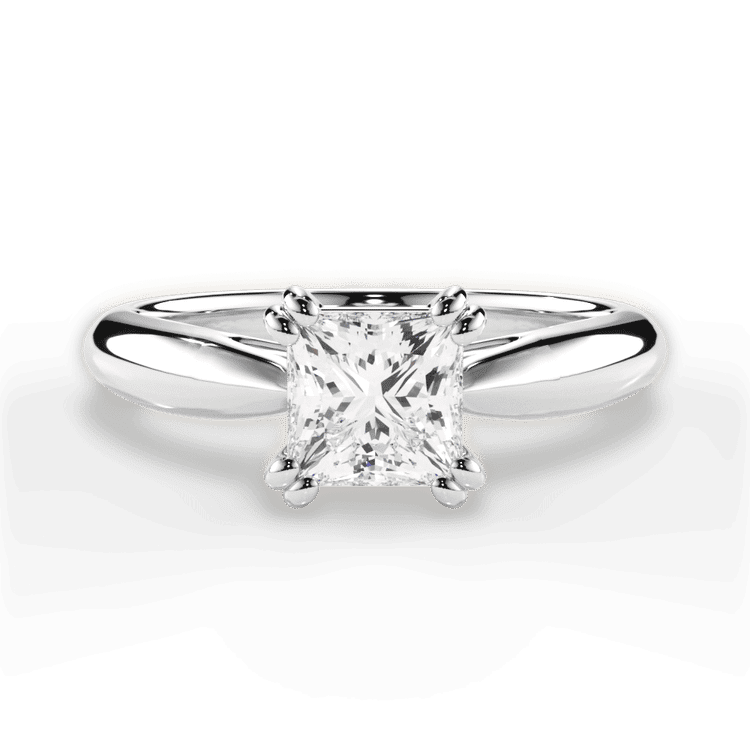 Two-Tone Solitaire Diamond Tulip Cathedral Engagement Ring / 2.08 Carat Princess Diamond
