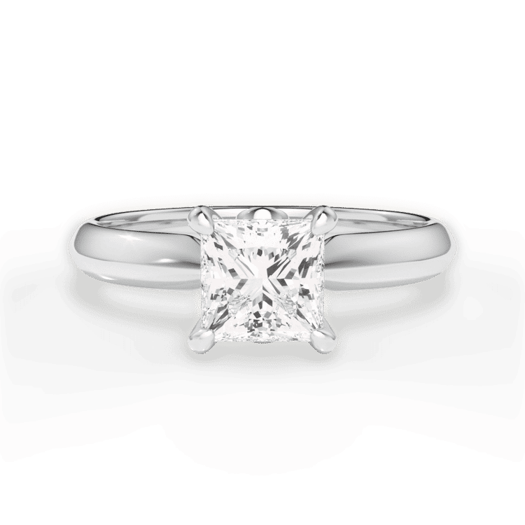 Two-Tone Solitaire Diamond Knife-edge Engagement Ring With Surprise Diamonds / 2.08 Carat Princess Diamond