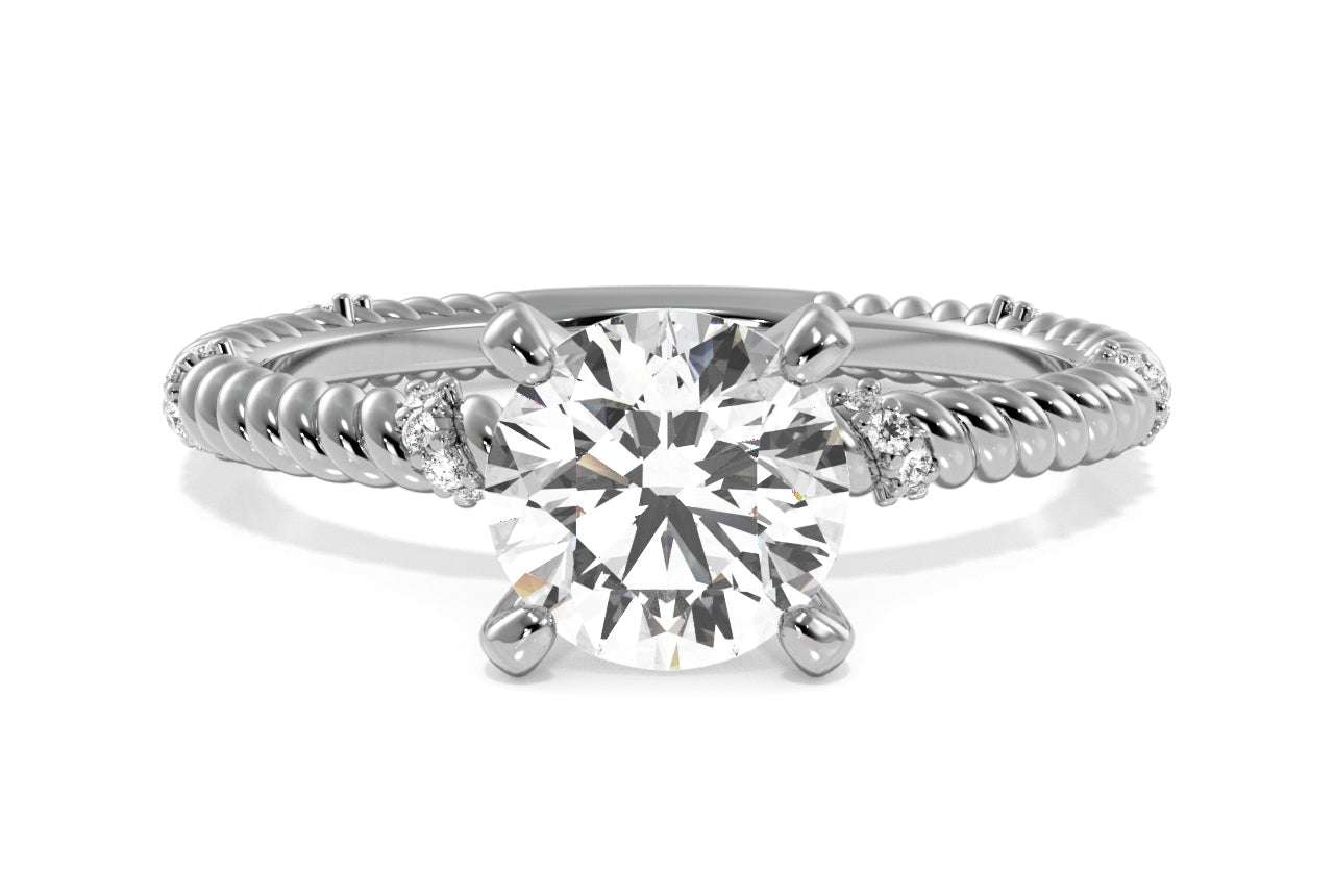 Twisted Rope Diamond Engagement Ring / 2.08 Carat Princess Diamond