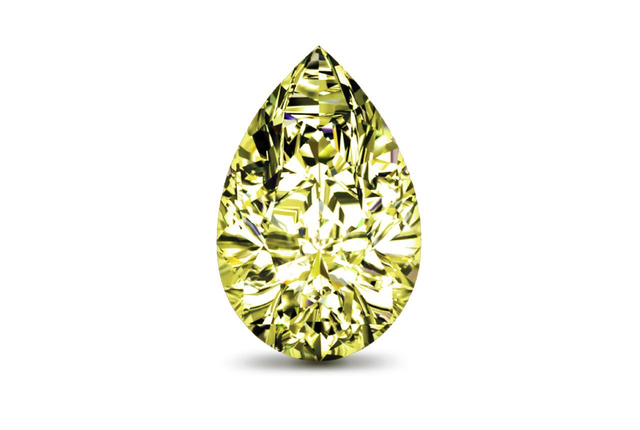 0.61 Carat Pear Yellow Diamond