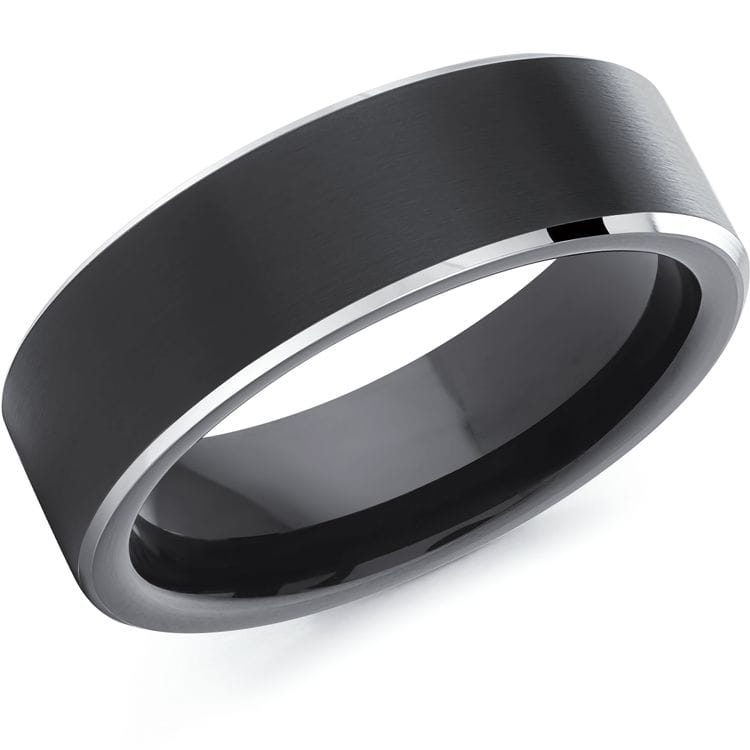 Men's 7mm Black & White Cobalt Wedding Ring