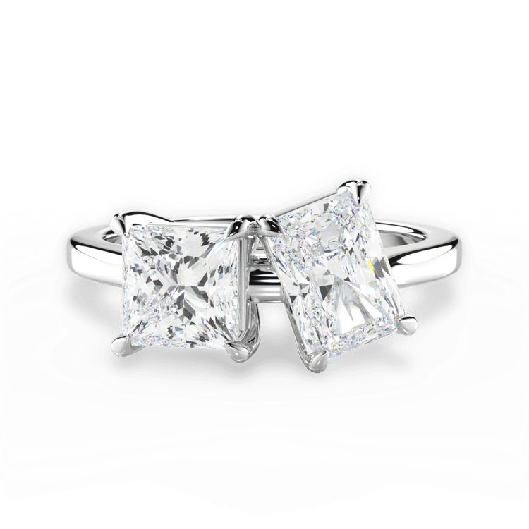 Two Stone Princess Diamond Engagement Ring / 1.01 Carat Radiant Diamond