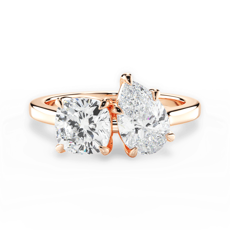 Two Stone Cushion Diamond Engagement Ring / 3.01 Carat Pear Diamond