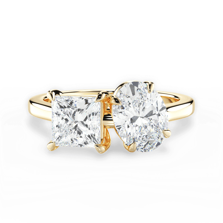Two Stone Princess Diamond Engagement Ring / 3.08 Carat Oval Diamond