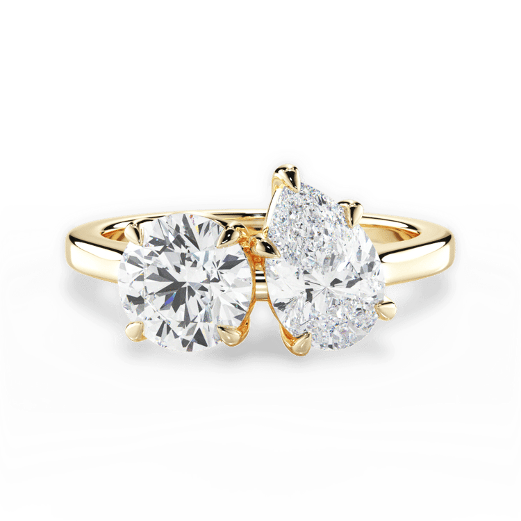 Two Stone Round Lab Diamond Engagement Ring / 2.01 Carat Pear Diamond
