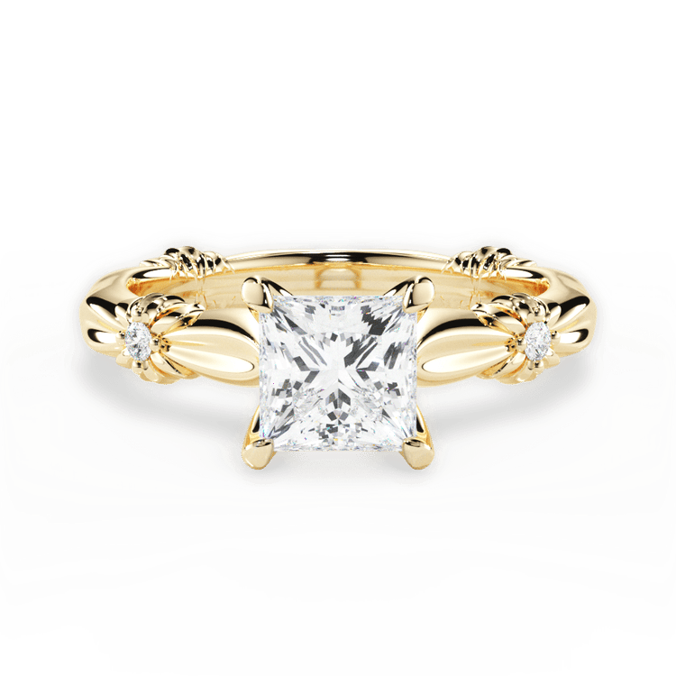 Ribbon Diamond Engagement Ring / 0.21 Carat Princess Lab Diamond