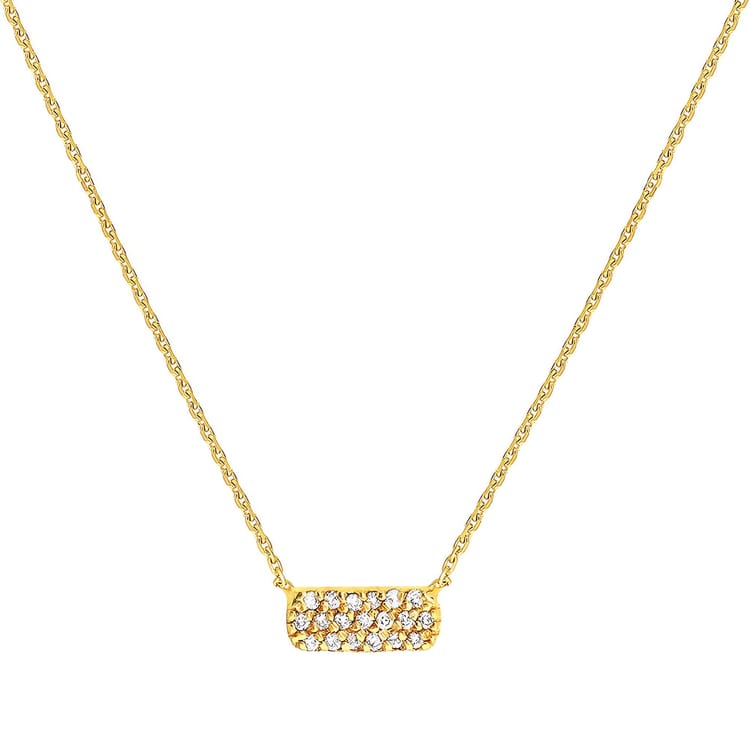14kt Gold 0.07 CTW Mini East to West Diamond Dog Tag Necklace
