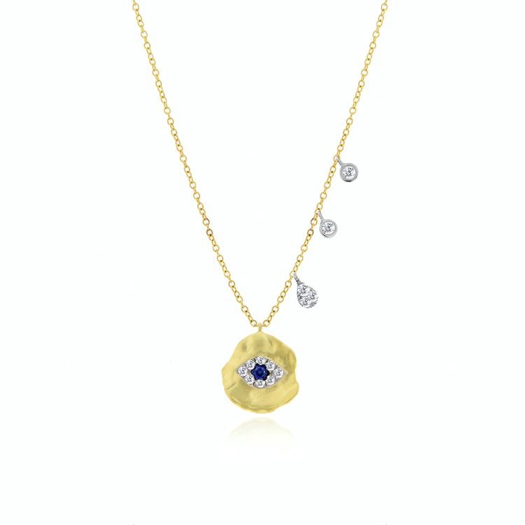Meira T 14kt Yellow Gold 0.10 CTW Evil Eye Coin Necklace