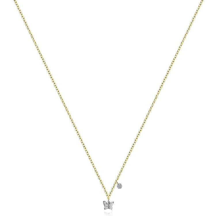 Meira T 14kt Gold 0.07 CTW Mini Butterfly Necklace