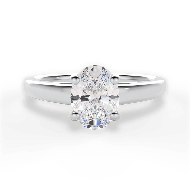 Two-Tone Solitaire Diamond Cathedral Engagement Ring / 2.10 Carat Oval Lab Diamond
