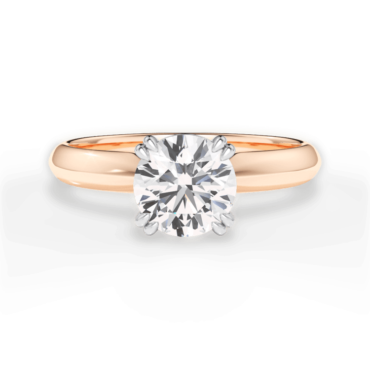Two-Tone Solitaire Diamond Knife-edge Tulip Engagement Ring / 1.51 Carat Round Diamond