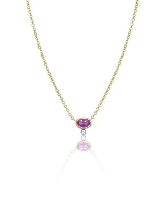 Meira T 14kt Gold Dainty Pink Sapphire and Diamond Necklace