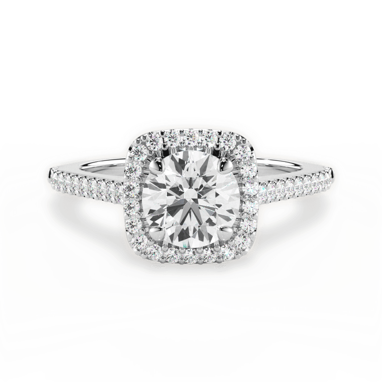Dainty Diamond Halo Engagement Ring