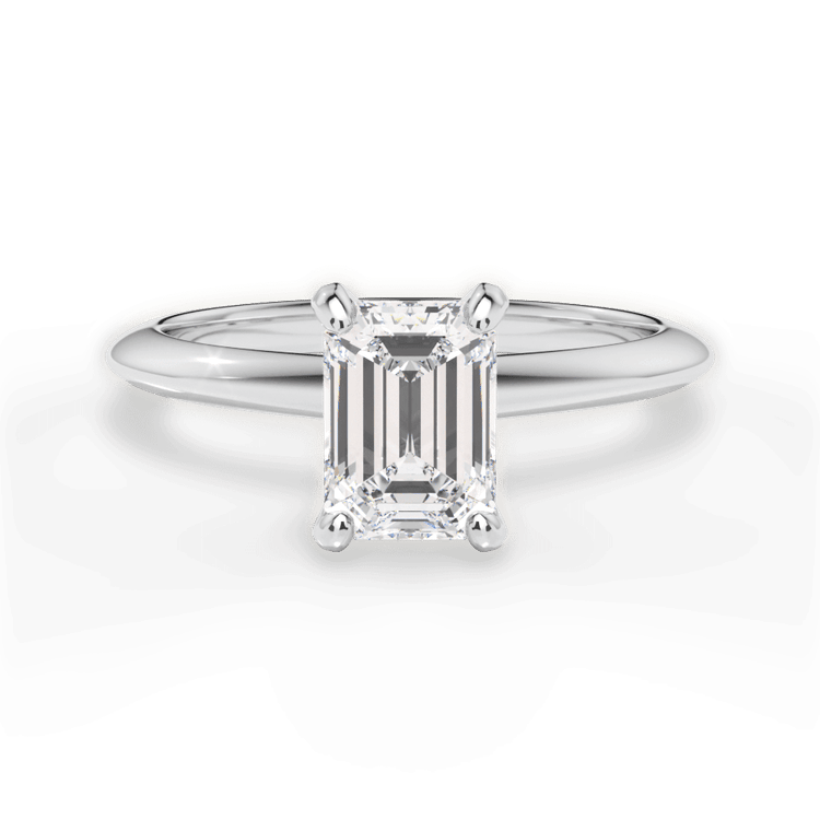Solitaire Knife-Edge Engagement Ring / 1.51 Carat Emerald Lab Diamond