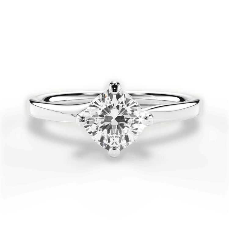 Solitaire Kite Set Swirl Diamond Engagement Ring / 3.13 Carat Cushion Lab Diamond