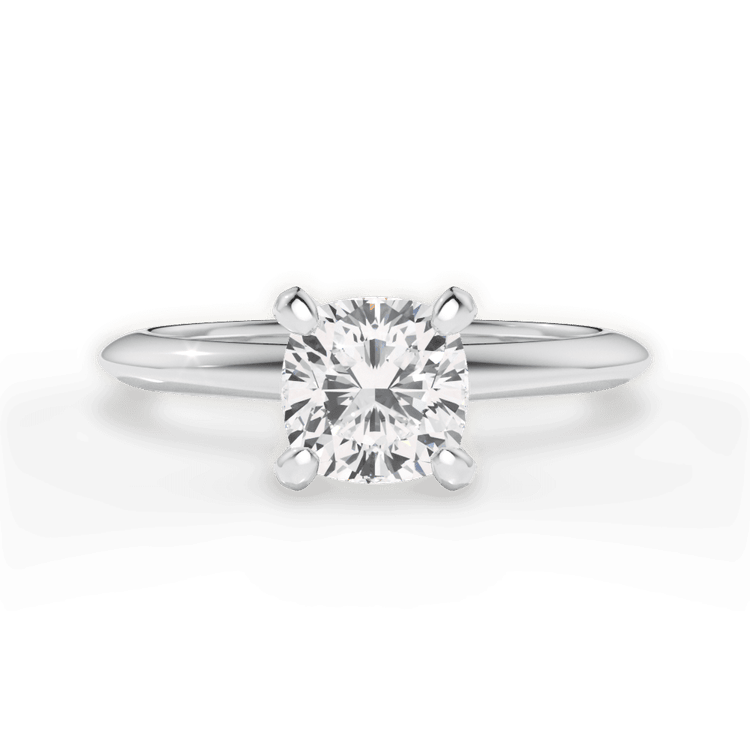 Solitaire Knife-Edge Engagement Ring / 0.91 Carat Cushion Lab Diamond