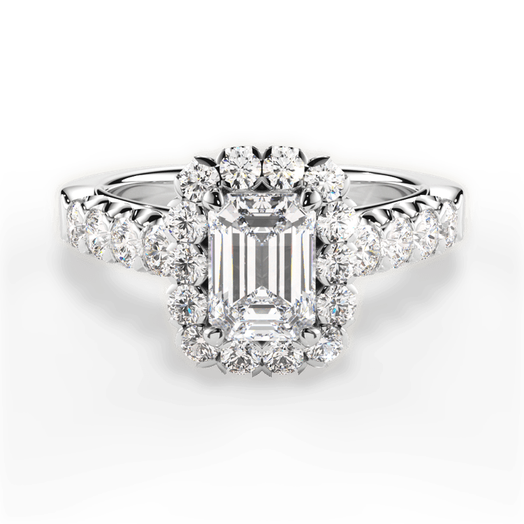Masterwork Halo Diamond Band Engagement Ring / 1.01 Carat Emerald Diamond