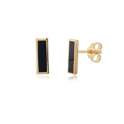 14kt Gold Onyx Bar Stud Earrings