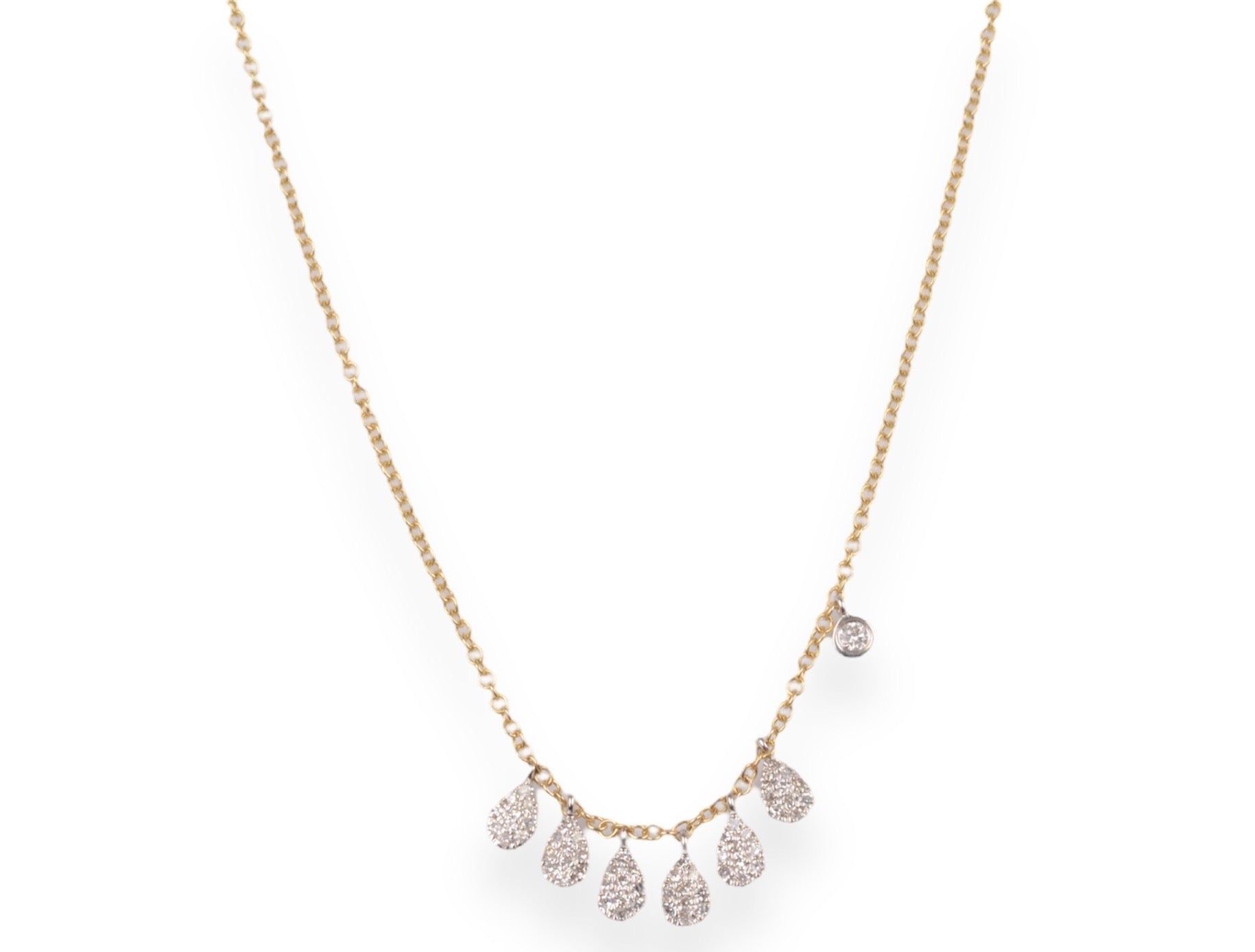 Meira T 14kt Gold 0.17 CTW 6 Pave Pear Disc Necklace