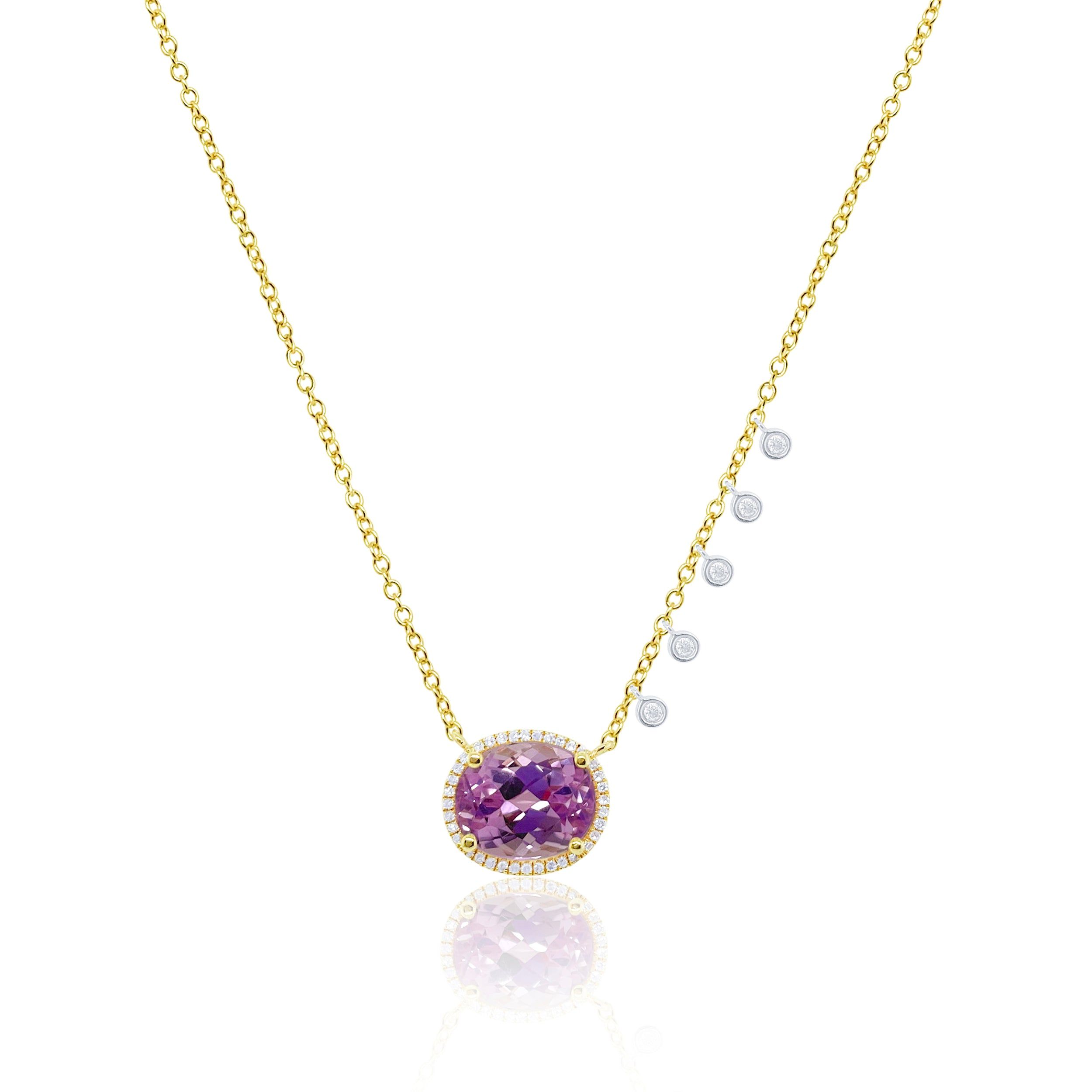 Meira T 14kt Gold 0.19 CTW Diamond & Kunzite Charm Necklace
