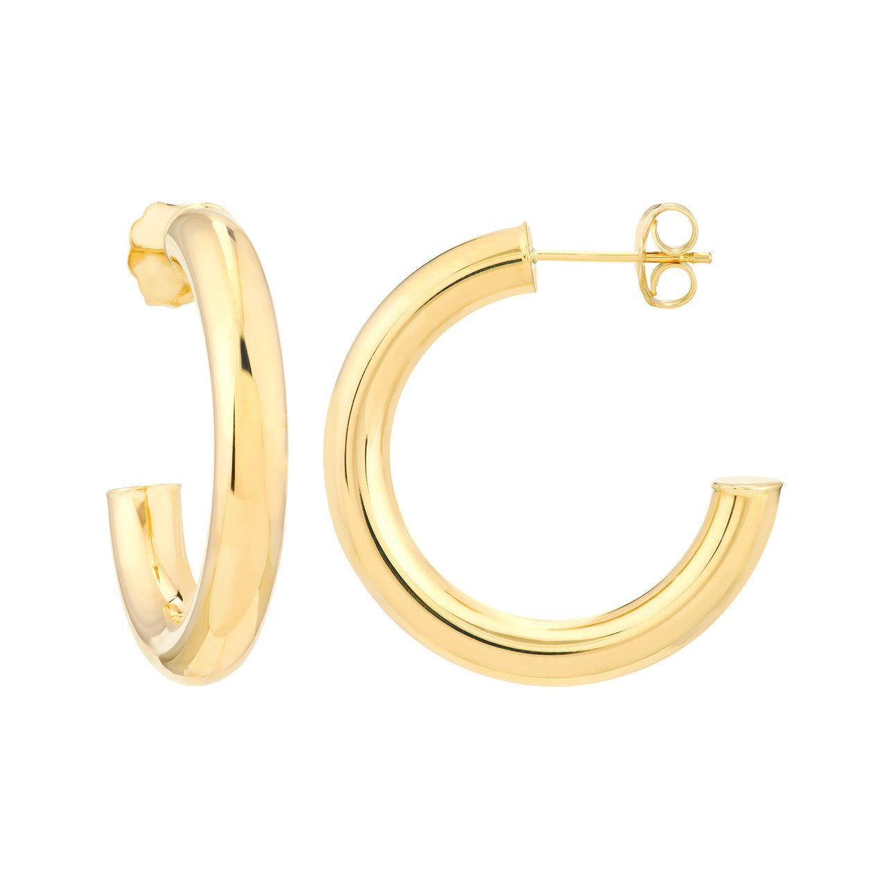 14kt Gold 4mm x 25mm Tube Hoop Earrings