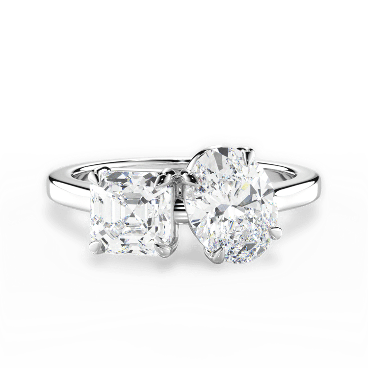 Two Stone Asscher Lab Diamond Engagement Ring / 1.20 Carat Oval Diamond