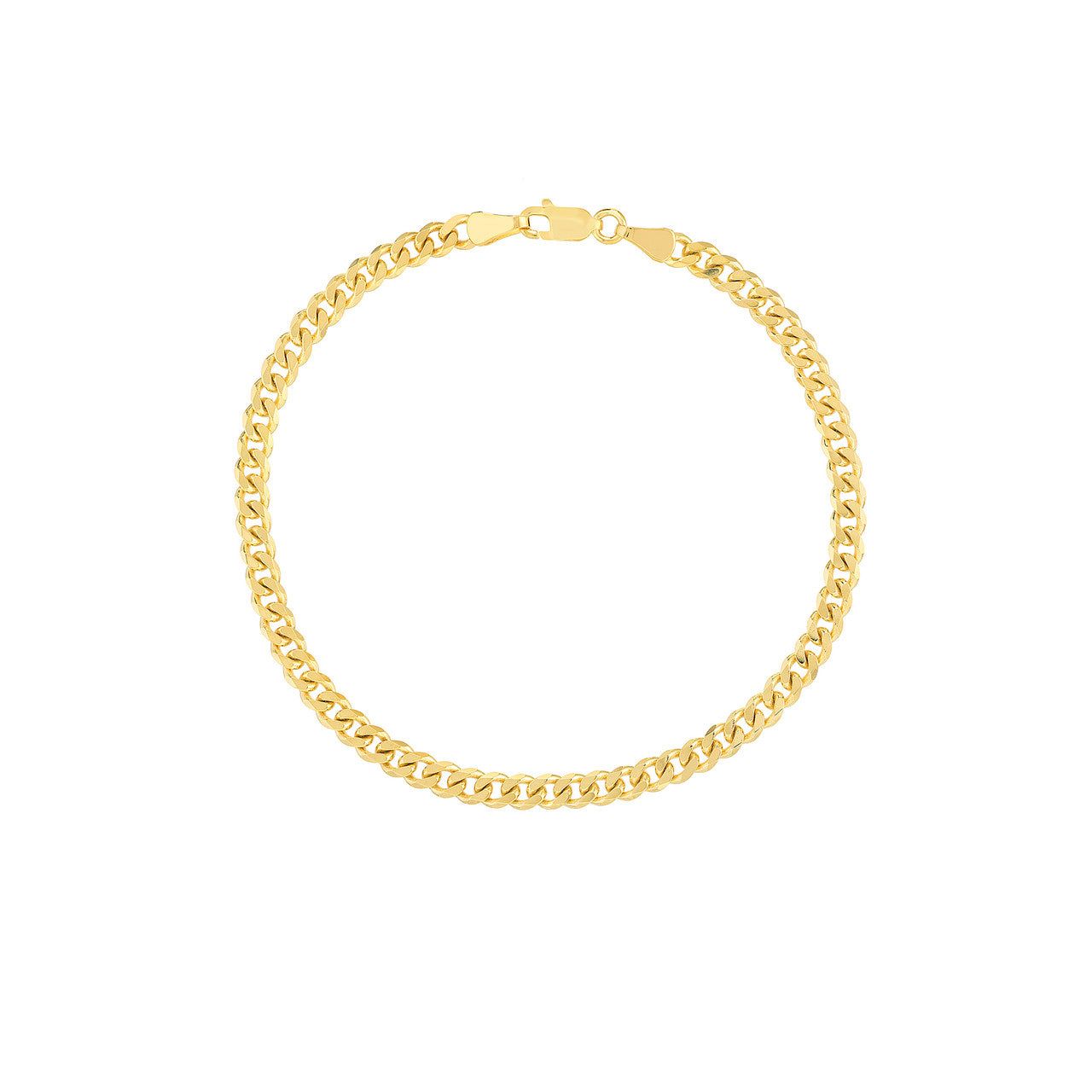 Men's 14kt Gold 4.20mm Diamond Cut Curb Chain Bracelet