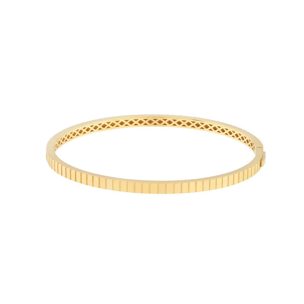 14kt Gold Fluted Hinge Weave Bangle Bracelet
