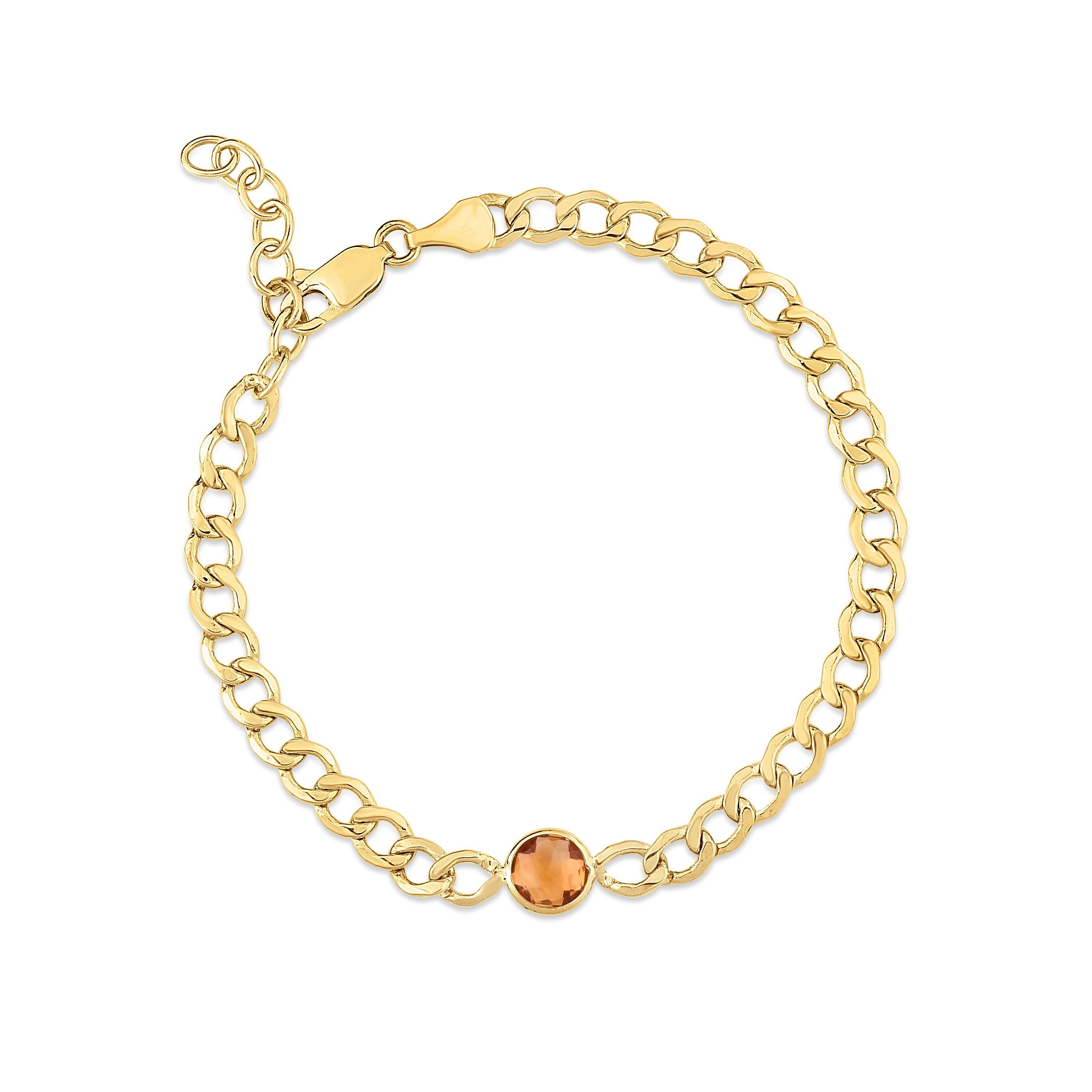 14kt Gold Citrine Curb Chain Bracelet
