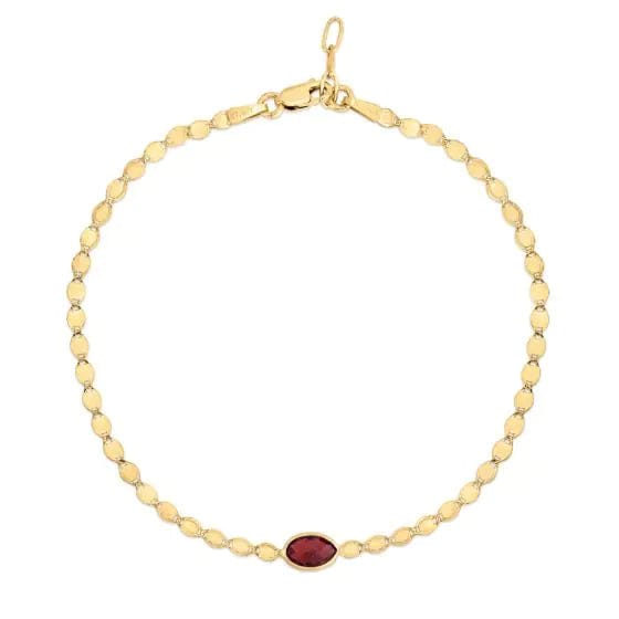 14kt Gold Garnet Mirrored Chain Bracelet