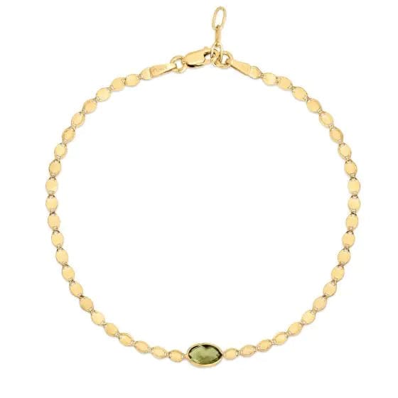 14kt Gold Peridot Mirrored Chain Bracelet