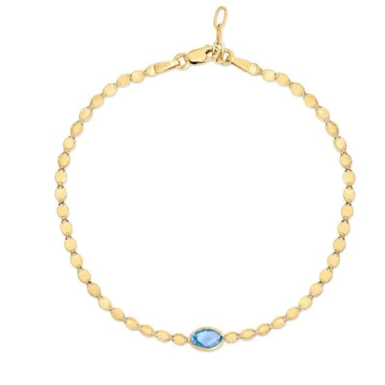 14kt Gold Blue Topaz Mirrored Chain Bracelet