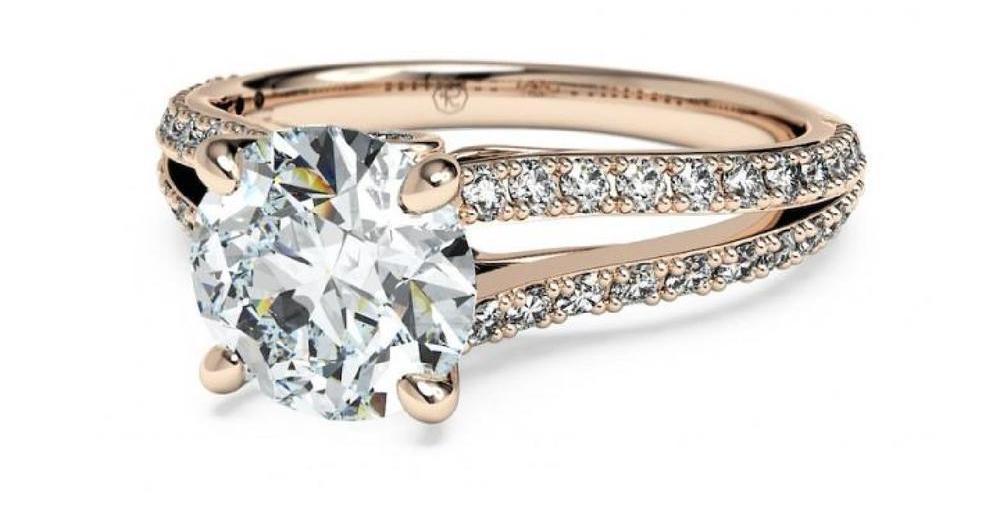 split shank rose gold diamond engagement ring