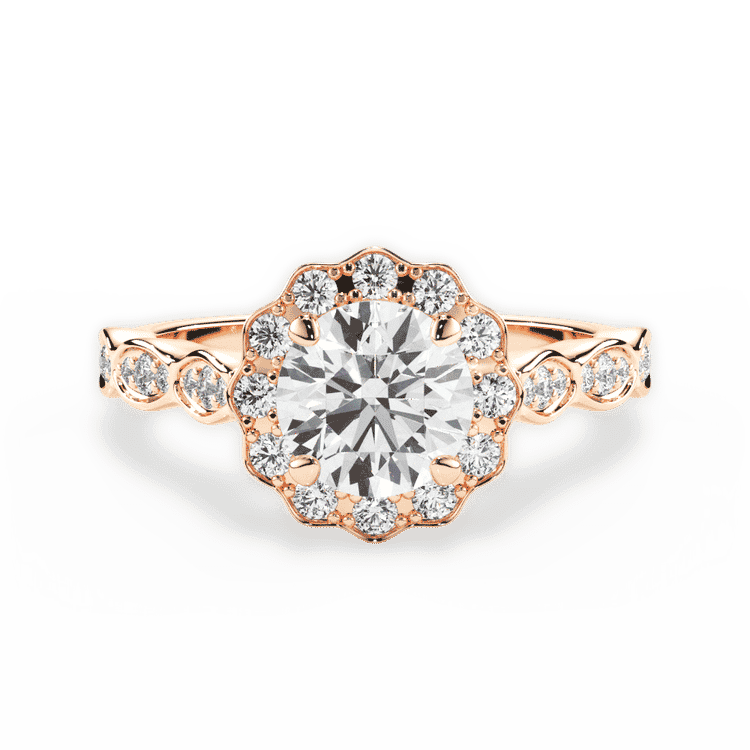 Floral Halo And Marquise Diamond Engagement Ring
