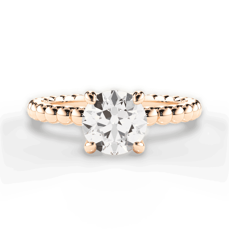 Solitaire Diamond Beaded Engagement Ring With Surprise Diamonds