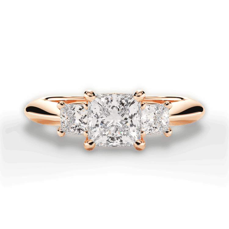 Three-stone Diamond Engagement Ring With Princess-cut Side-diamonds